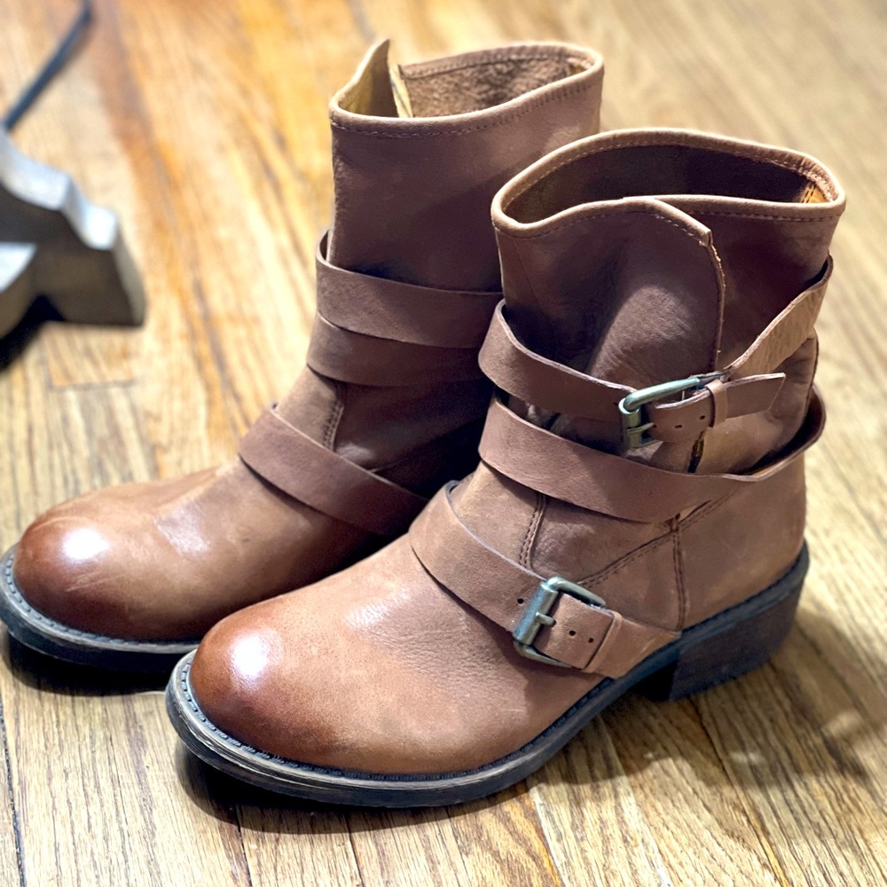 Lucky Brand Brown Leather Ankle Boots Womens 8.5